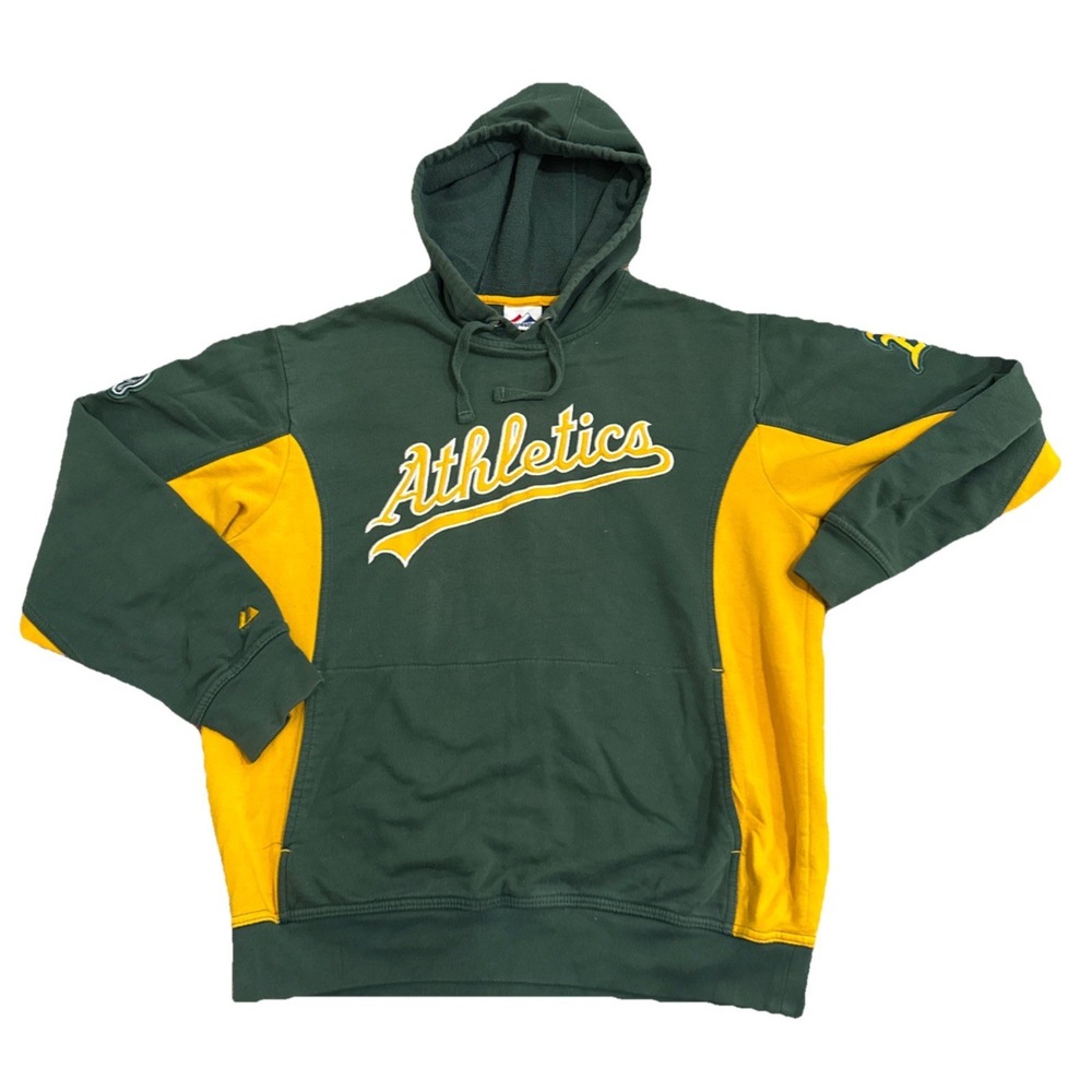Oakland Athletics Hoodie Men Large MLB Baseball Pullover Sweatshirt Majestic Y2K